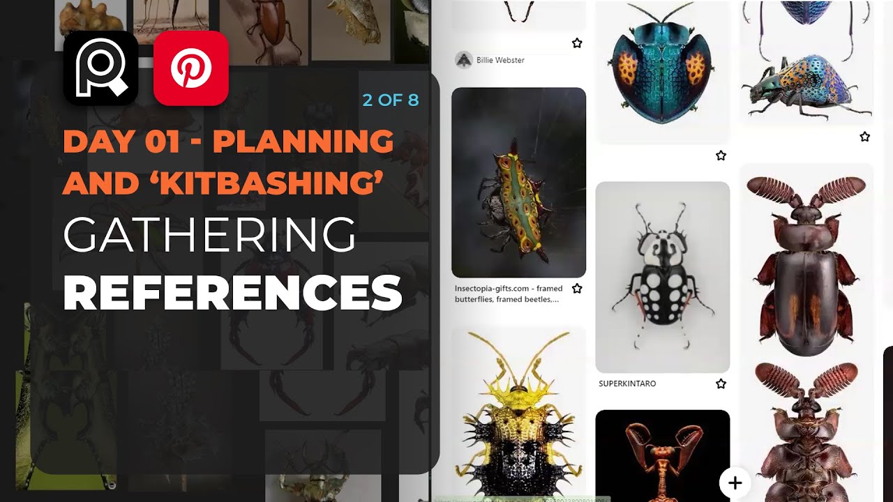 Collecting references in PureRef and planning the creature project