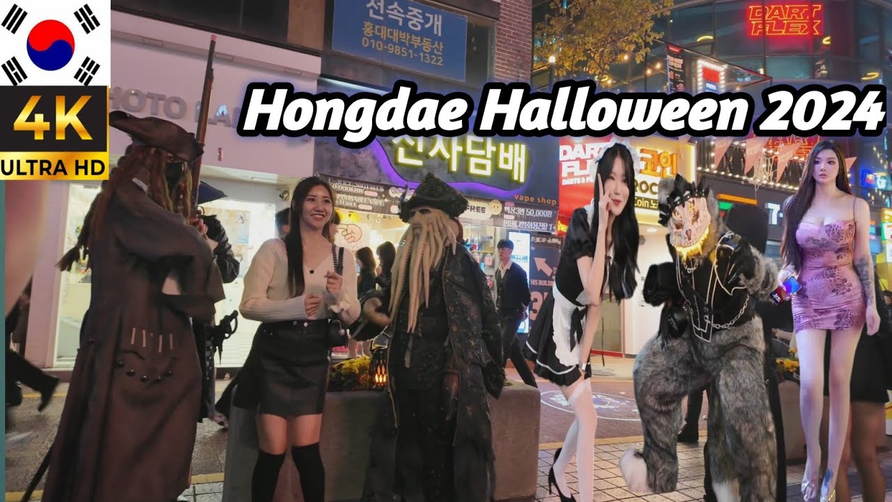 [ 4k ] Hongdae Halloween 2024: Street Style, Costumes & Korean Nightlife. P2