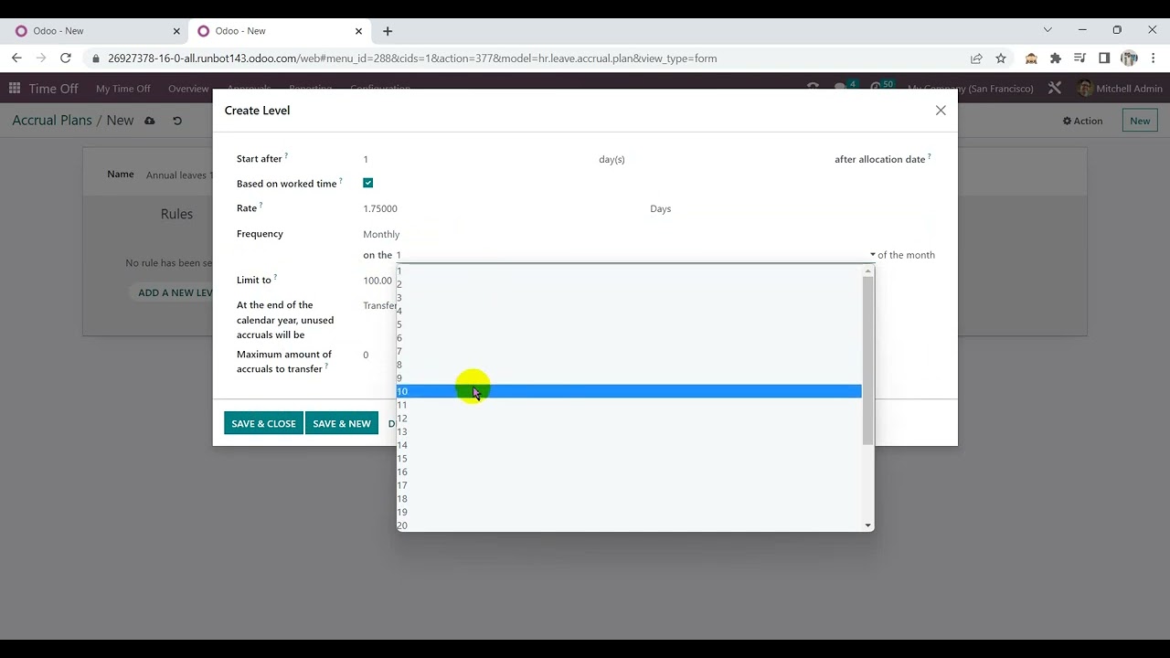 Odoo V.16 Accrual plan |  ترصيد الاجازات واستحقاقها بناء على تاريخ التعين للموظف