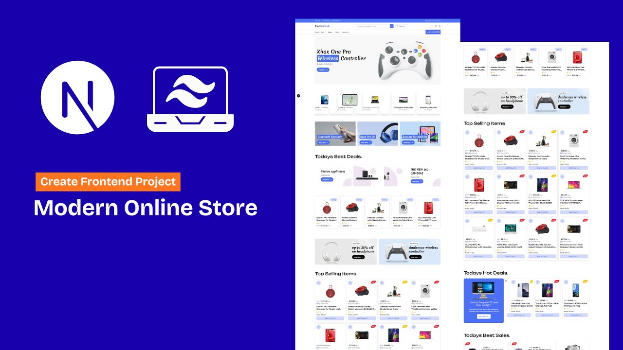 Build Modern Online Store using Next JS & Tailwind CSS | Next JS project for beginners 2025