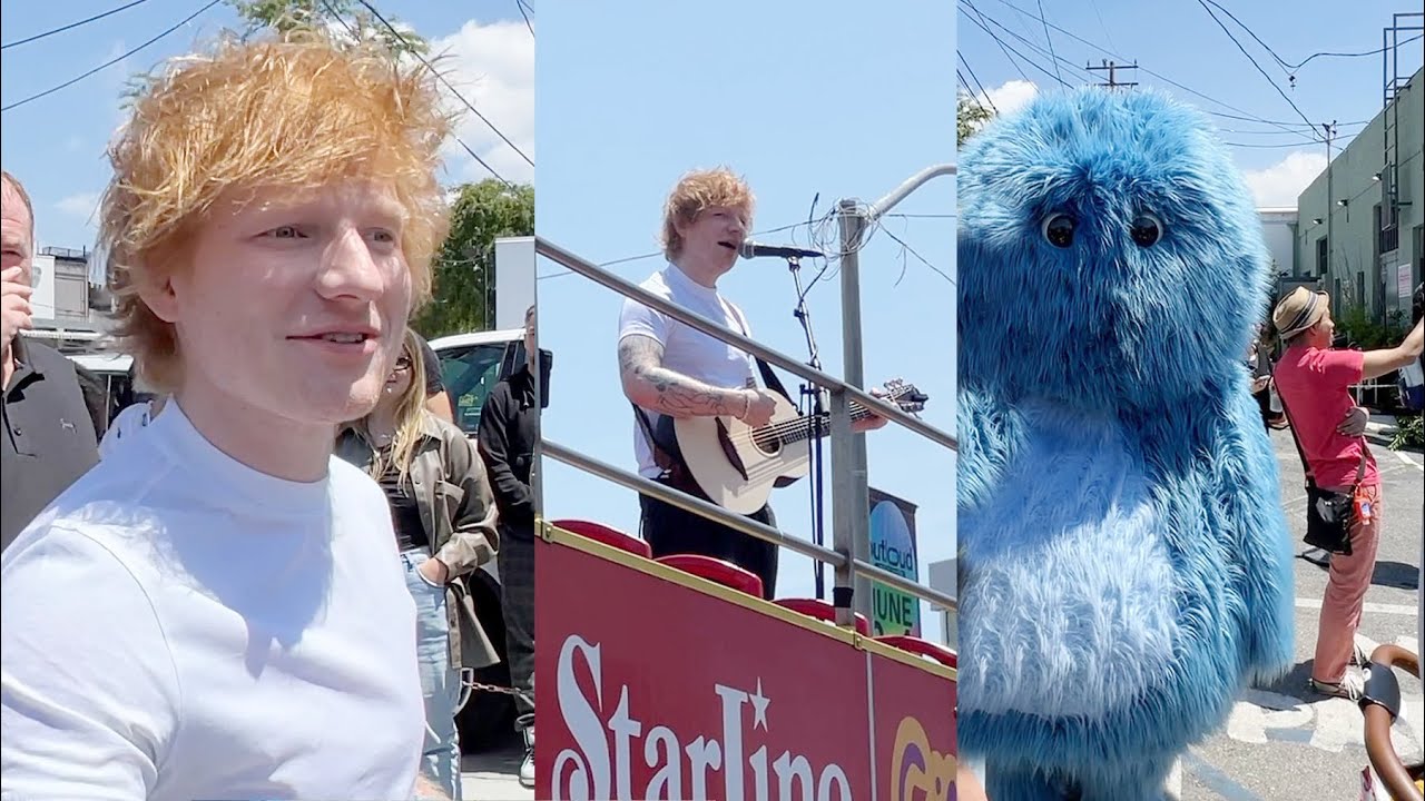 Ed Sheeran performs live at his pop-up store in Melrose, Los Angeles. You look perfect today!