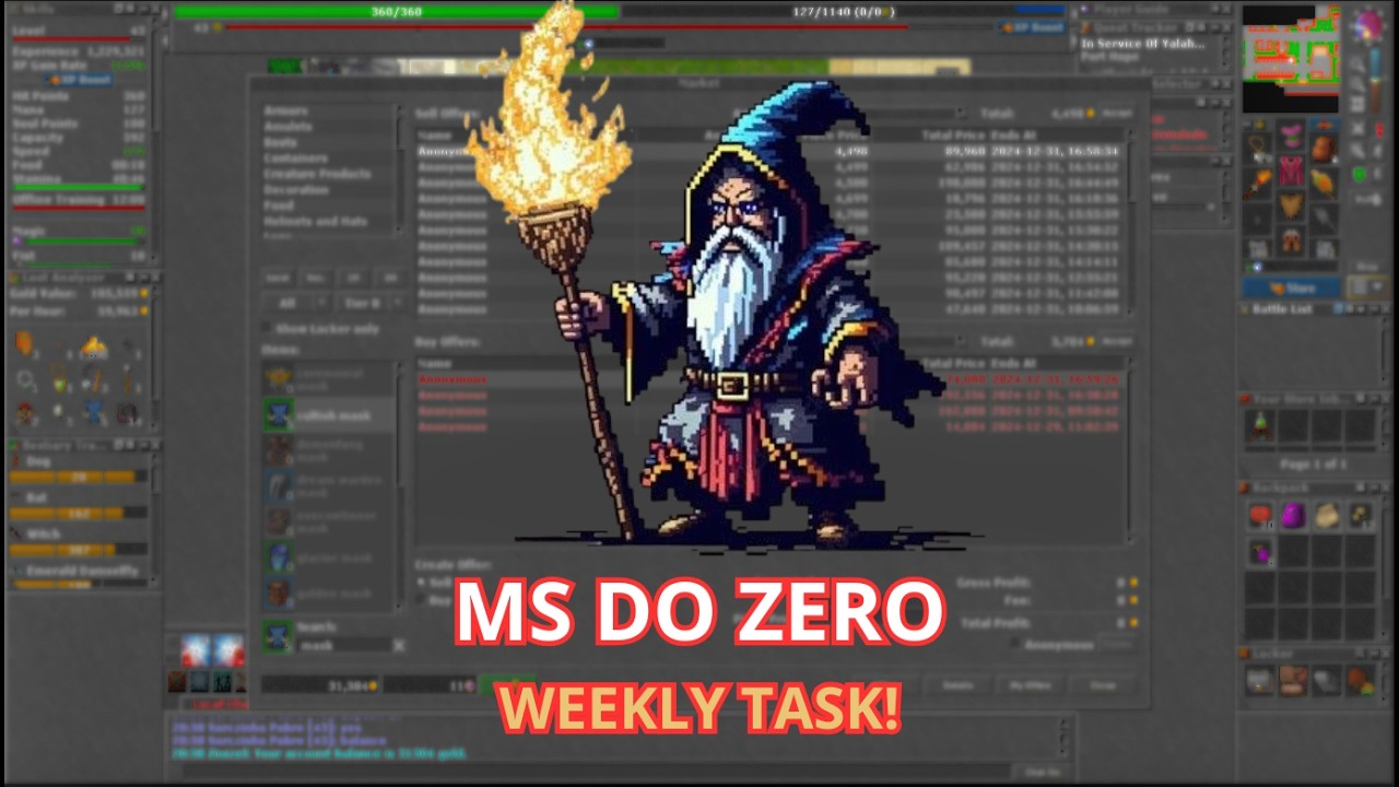 PROJETO MS DO ZERO NO TIBIA WEEKLY, BOUNTY TASKS! EP 40- Sem investimentos