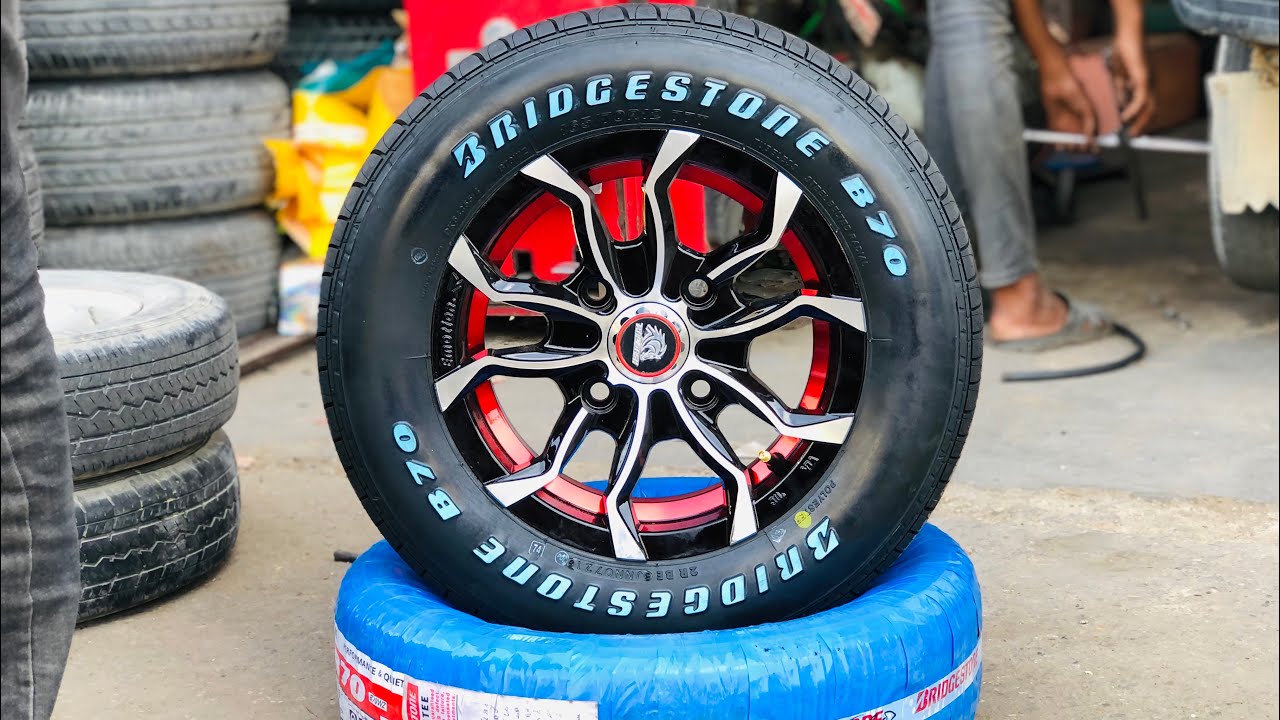 Best Alloy Wheels & Bridgestone B70 W/L 165/70R12 Complete Set Sale price in karachi | Aslam Tyres