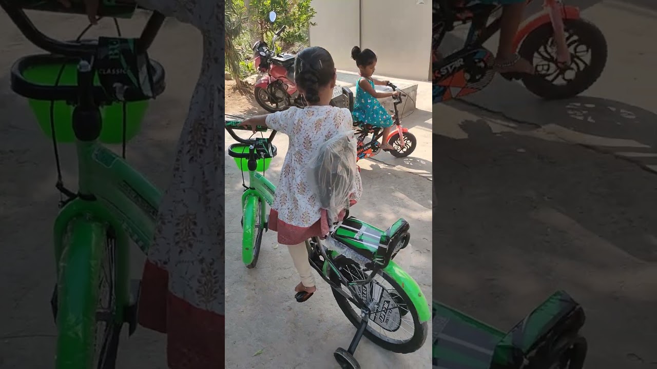 ♥️పూజ మరియు అన్విక♥️ సైకిల్ రైడింగ్♥️#cute girls#viral children videos#trending children funny video