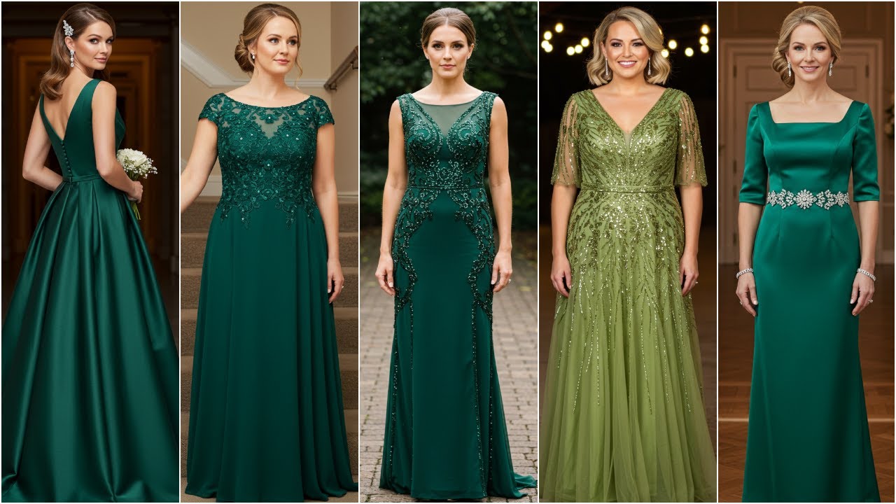Stylish Green Mother of the Bride Gowns - Mom Wedding Dress 2025 Trends in Green Color