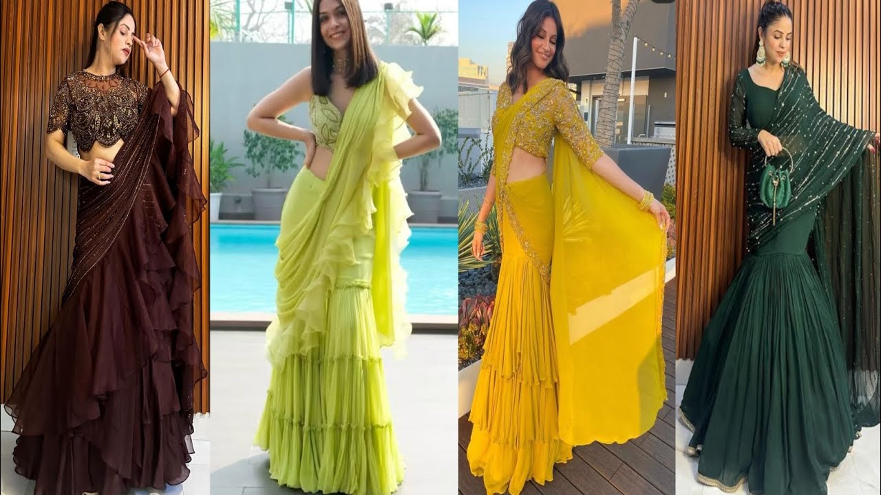 🎊 Frill Saree Design / Defferent Styles Of Wearing A Saree / Fancy Saree Designs New Model /
