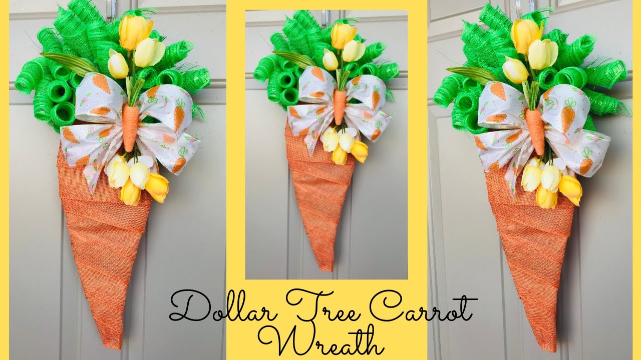 Easy Dollar Tree Carrot 🥕Wreath using the New Carrot Wreath Form 🐇Easter/Spring DIYS