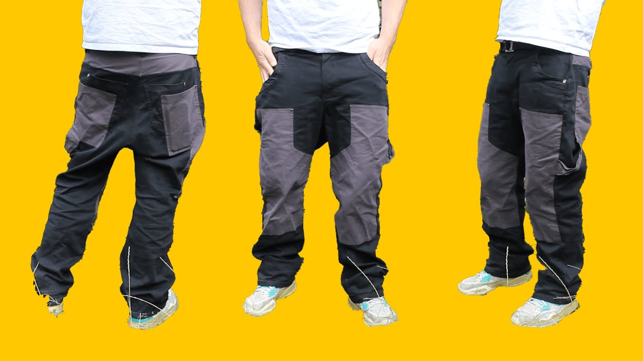Transforming THRIFTED trousers into DOUBLE KNEE CARPENTER pants