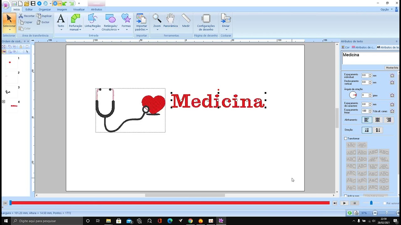 SIMULANDO O BORDADO PELO PE DESIGN