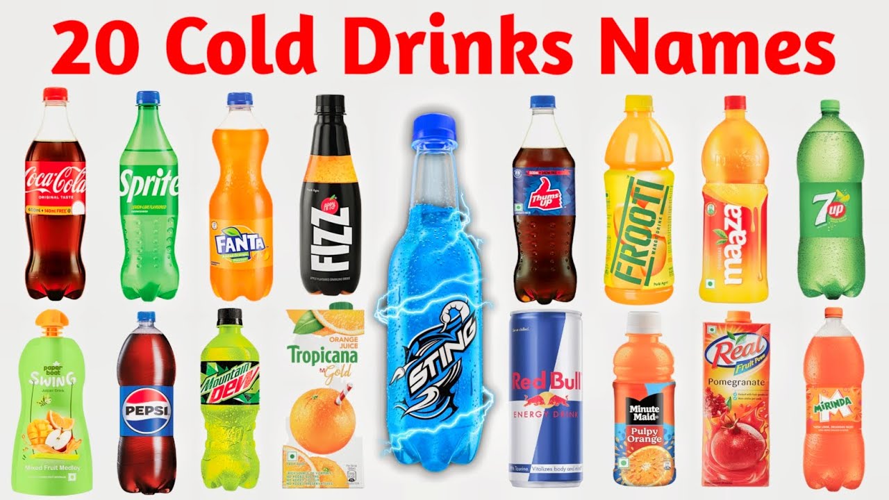 20 Cold Drink Names in English and Hindi 🥤 | Kids Learning Video
