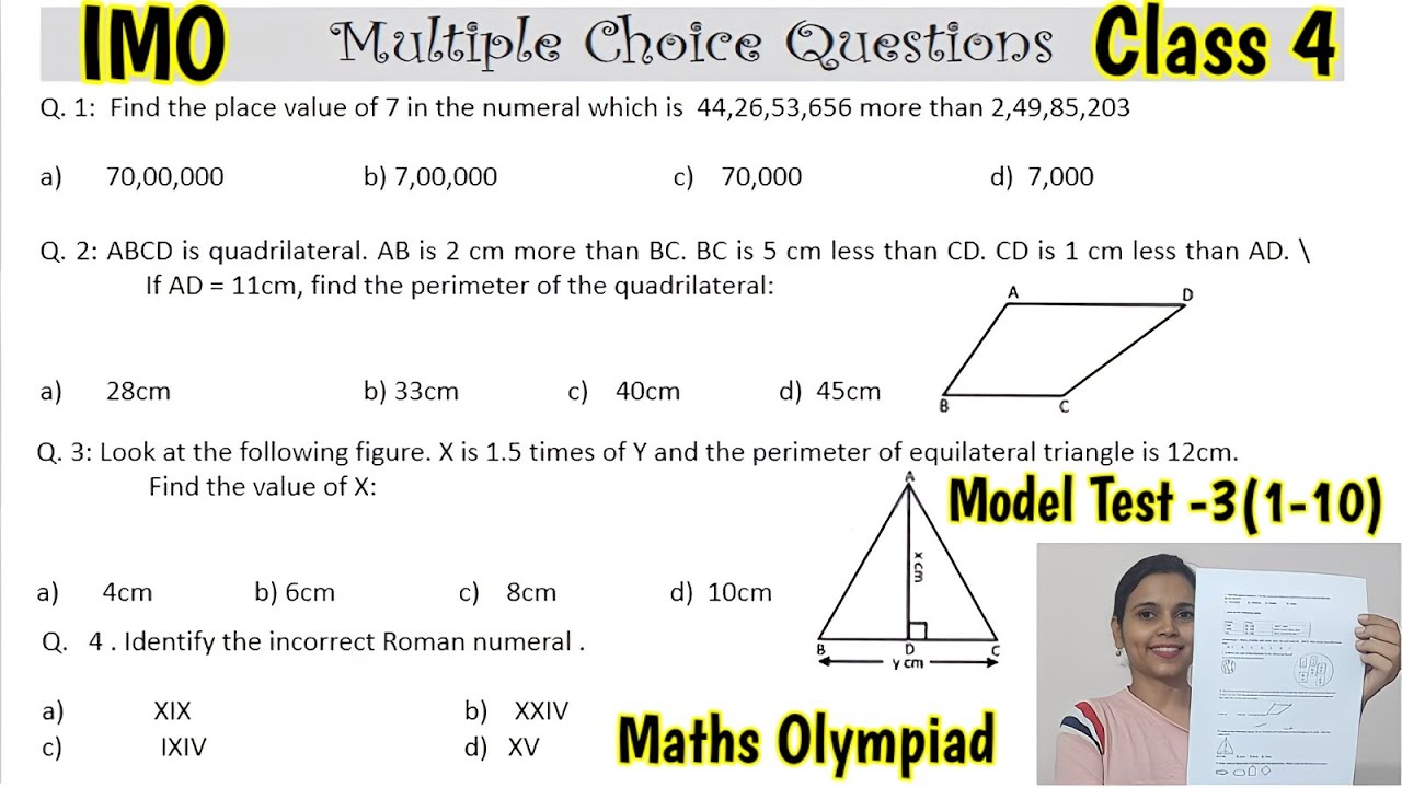 Olympiad Exam for Class 4 Maths 2023 | Model Test 3 (Ques no 1-10) | Maths Olympiad for Class 4