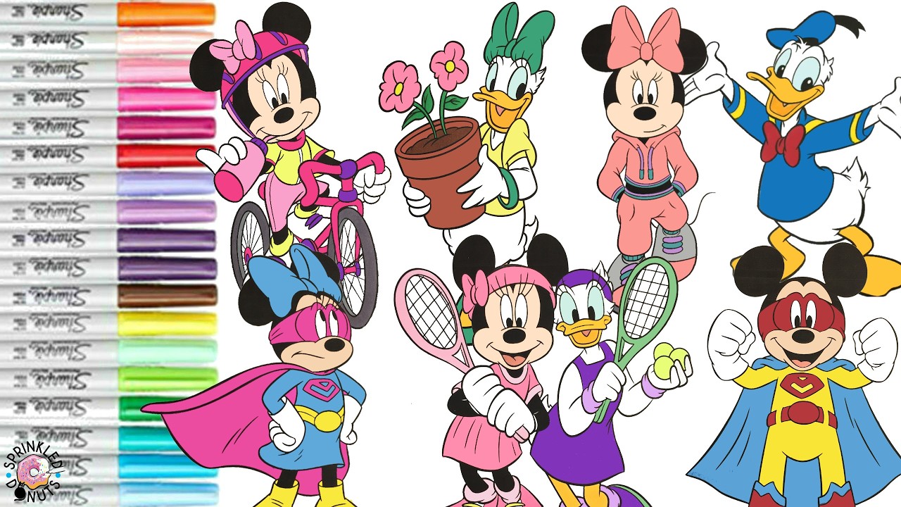 Disney Coloring Book Compilation Minnie Mouse Mickey Mouse Donald Duck Daisy Duck Super Hero Sports
