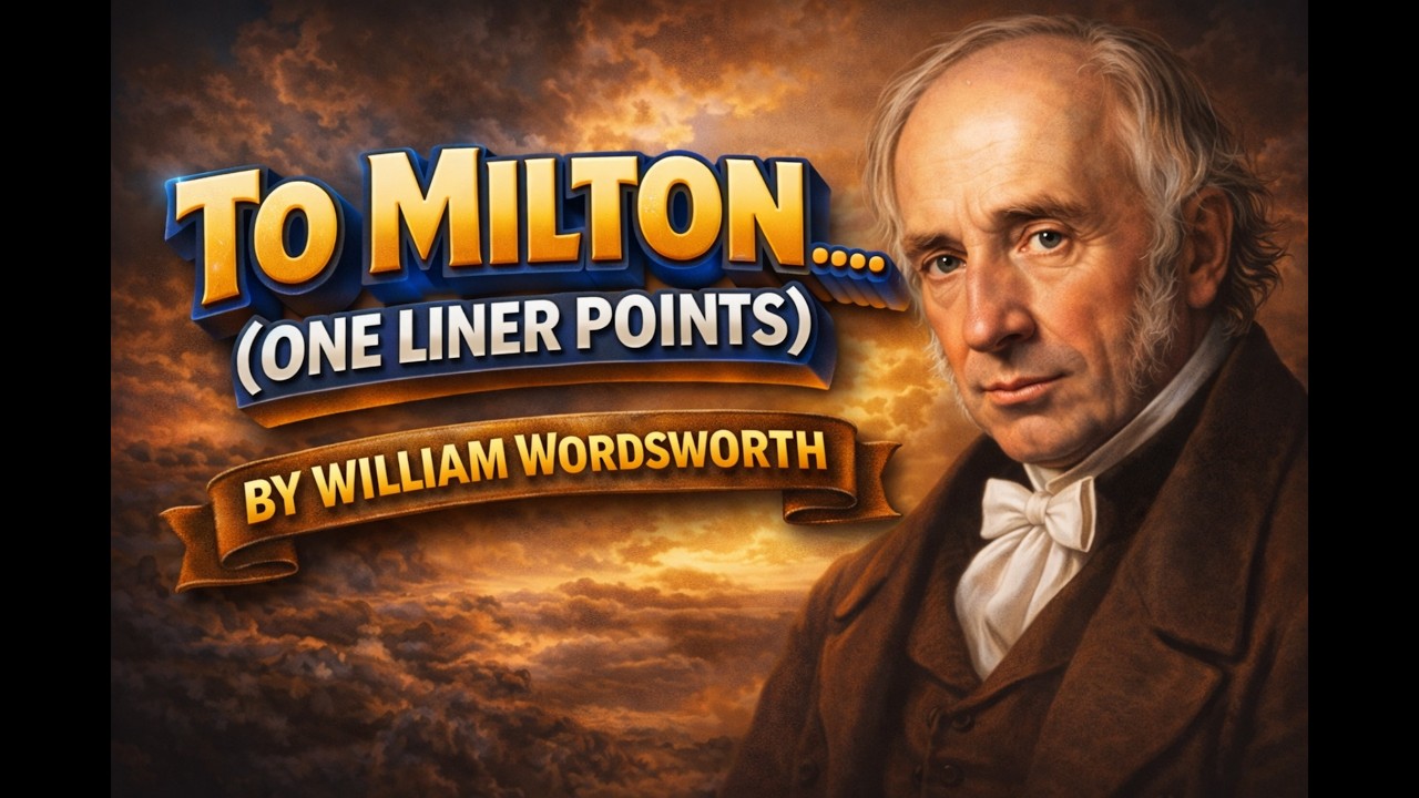 TO MILTON BY RATHI SIR.. IMPORTANT ONE LINER POINTS RELATED TO LONDON 1802 BY WILLIAM WORDSWORTH