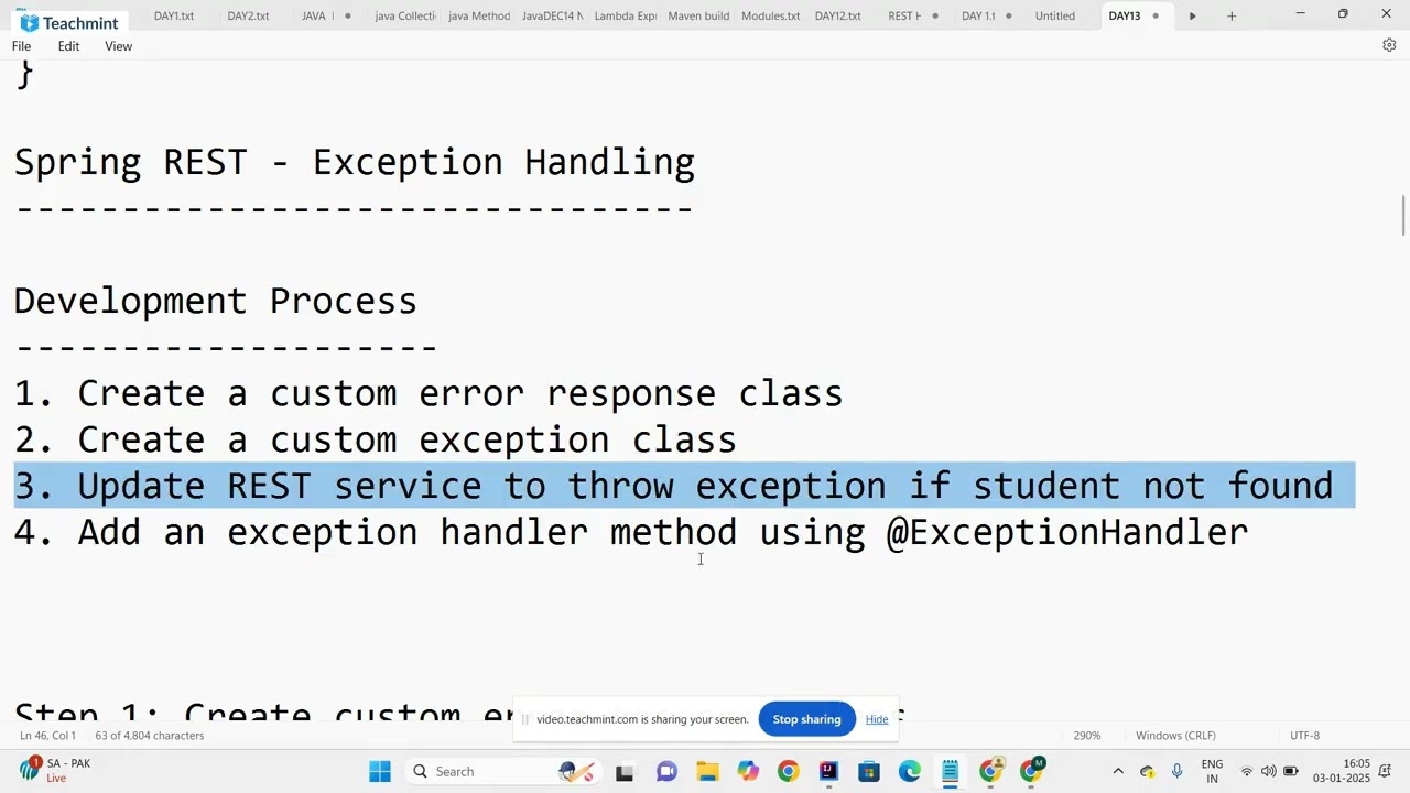 DAY 15 Spring Boot EXCEPTION HANDLING