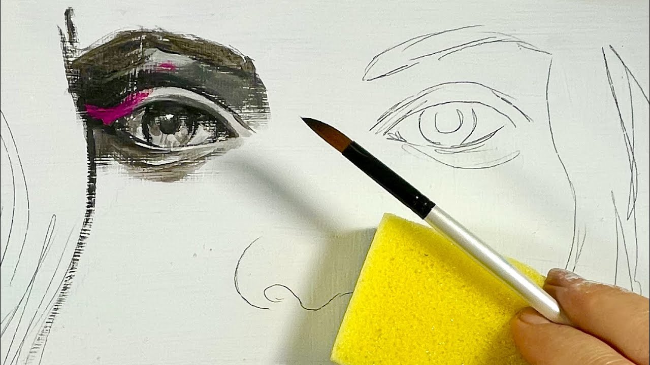 Sponge Painting Technique / Captivating Acrylic Portrait