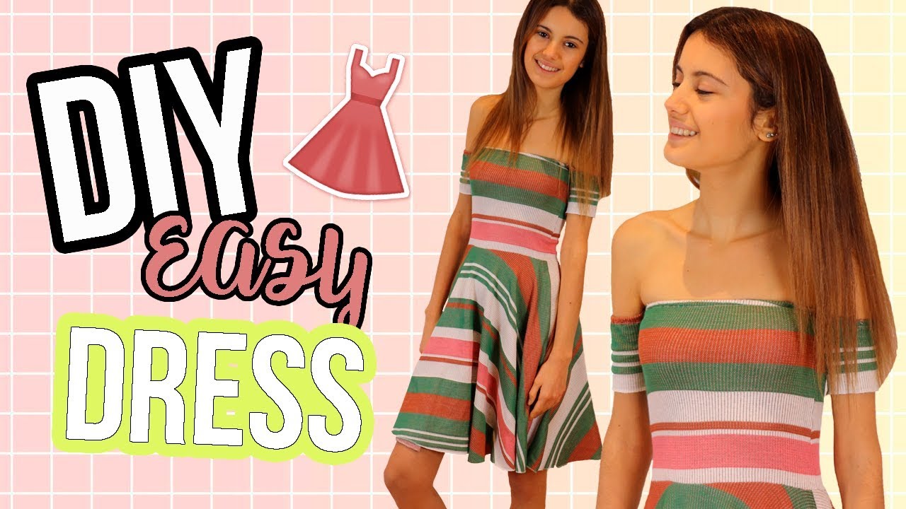 Cómo hacer un vestido muy fácil palabra de honor / sin mangas - DIY off the shoulder DRESS