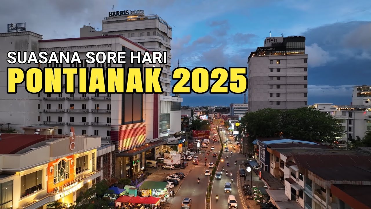 Suasana Kota Pontianak 2025 dari udara dengan Drone Saat Sore Hari