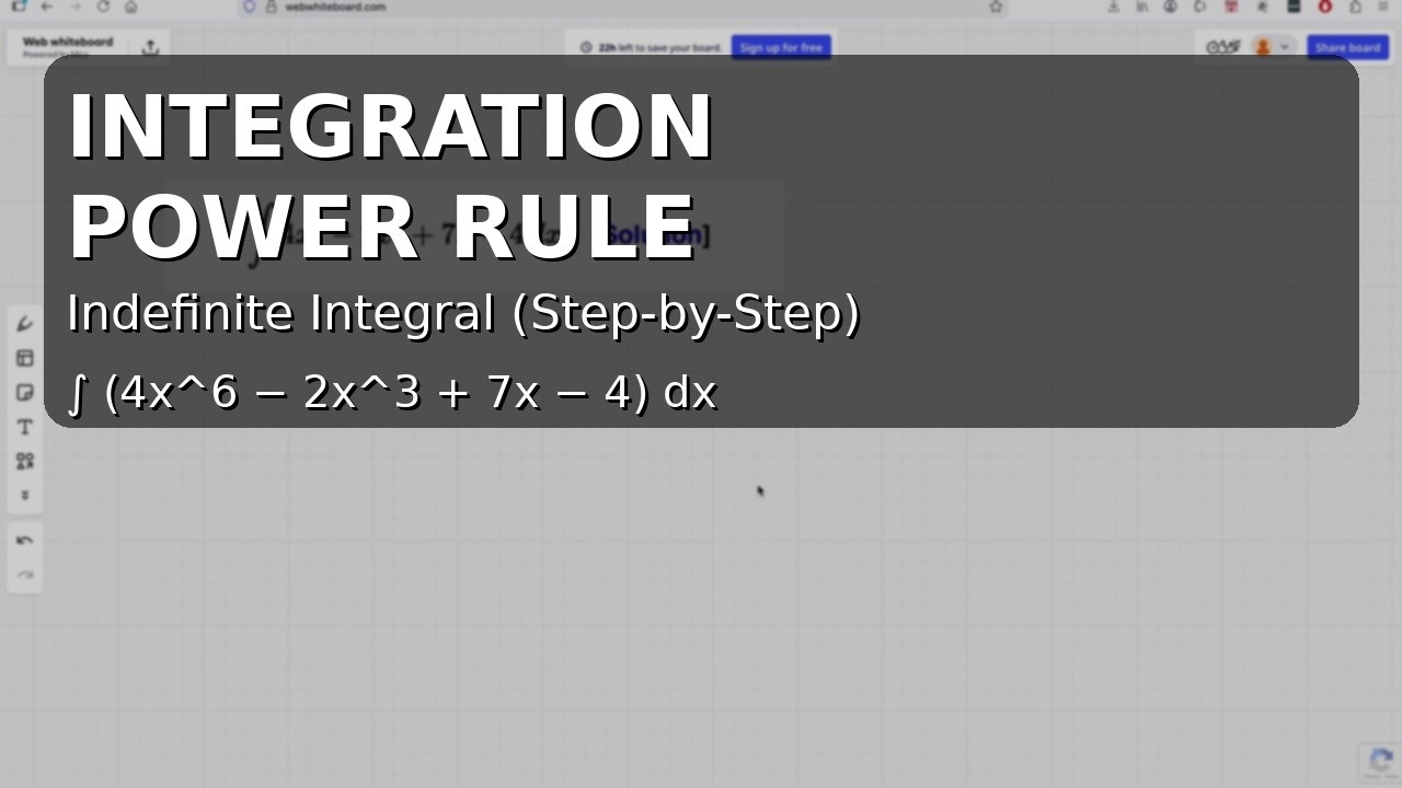 Indefinite Integral (Power Rule) | ∫(4x^6 - 2x^3 + 7x - 4) dx