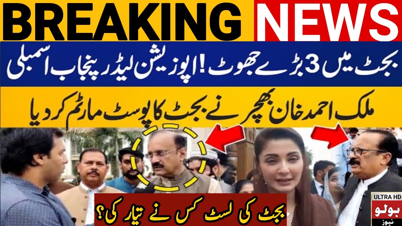 Opposition Leader Of Punjab Assembly Reacts On Budget 2025-26 | CM Maryam Nawaz | Bolo News HD