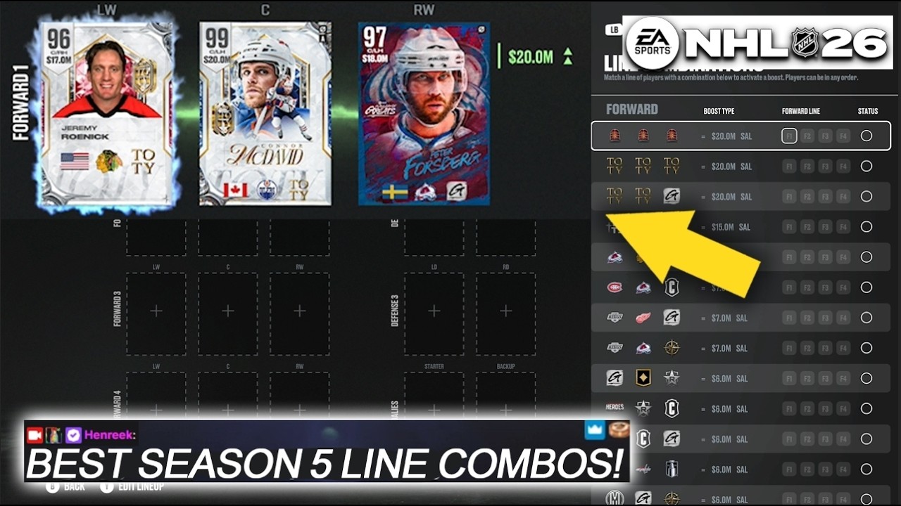 ЛУЧШИЕ НОВЫЕ КОМБИНАЦИИ ЛИНИЙ 5 СЕЗОНА ДЛЯ АКТИВАЦИИ! В NHL 26 HUT