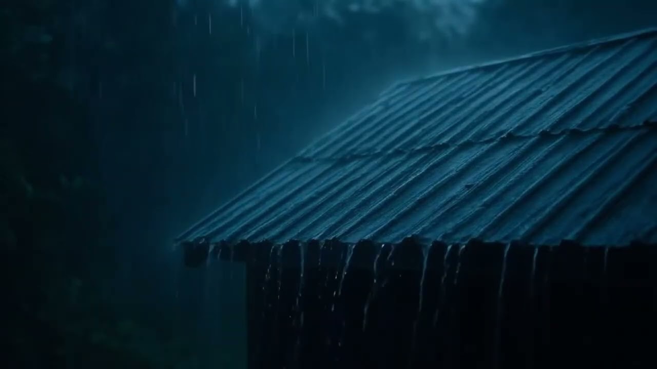Endless Heavy Rain at Night | Peaceful Roof Rain Ambience 7