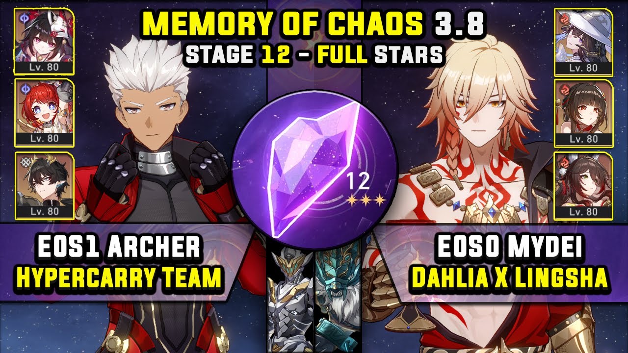 E0 Archer Carry W/ DHPT & E0 Mydei Carry W/ Dahlia (3 Stars) Memory Of Chaos 12 Honkai Star Rail 3.8