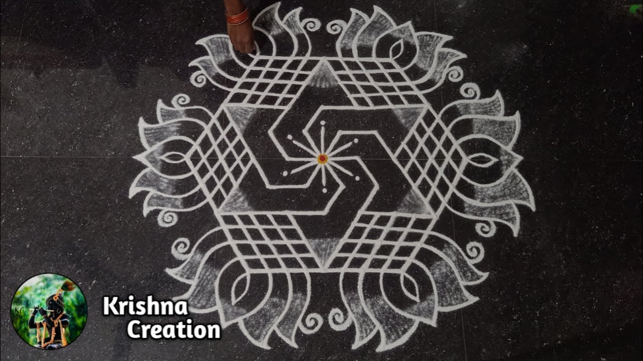 Puratasi Madham Padi Kolam Design with 9x5 dots | Simple Padi Kolam | Beautiful Rangoli | Muggulu