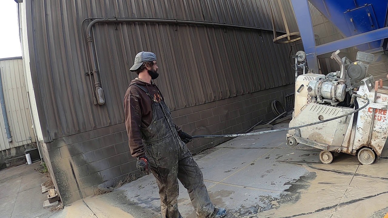 Concrete cutting with a walk behind