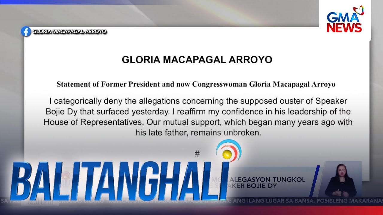 Rep. Gloria Arroyo, itinanggi ang mga alegasyon tungkol sa pagpapatalsik... | Balitanghali
