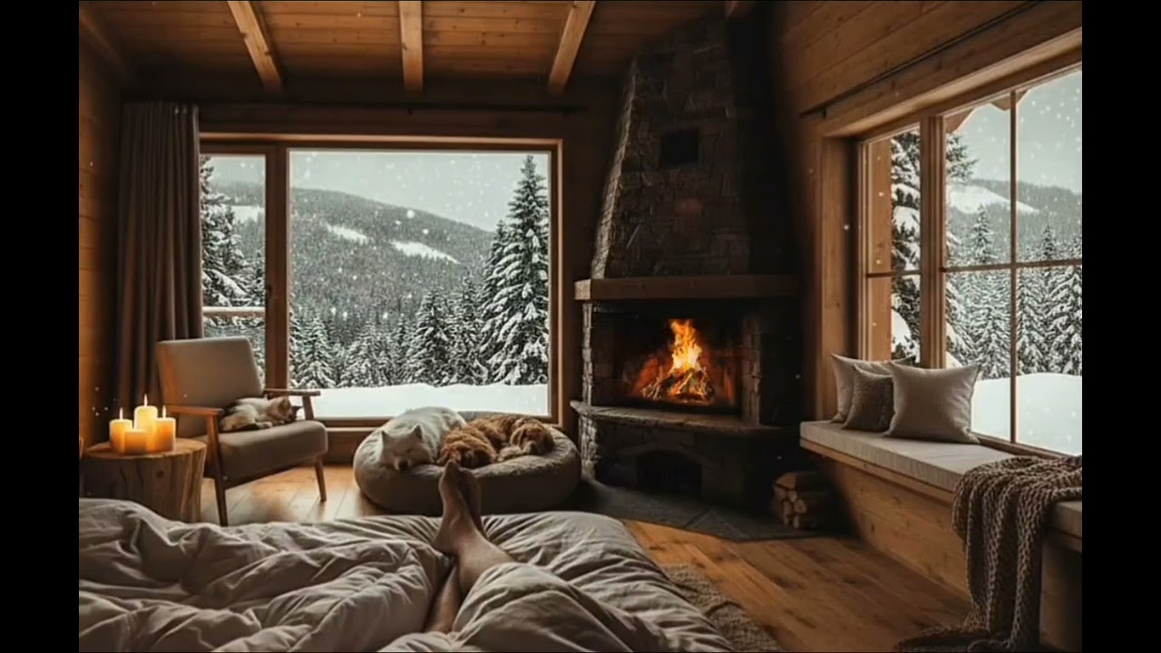 🔥 Fireplace and snowing Sounds for Relaxing | 40 Minutes Cozy Fire Ambience | No Talking 