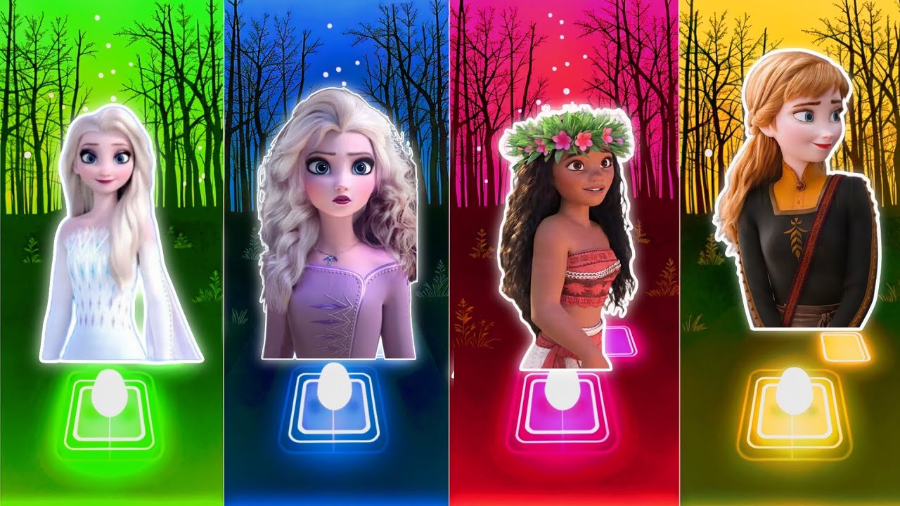 FROZEN 3 Elsa And Anna VS MOANA 2 Moana And Maui - Tiles Hop! Let It Go | You're Welcome!
