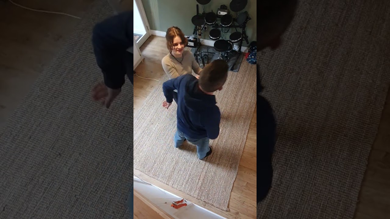 Dad and daughter living room aiki lab randori game - birdseye view - pt.3