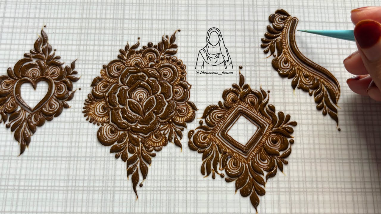 Very Beautiful khafeef / Khaleeji Bold Henna Bunches Tutorial | How to Create Beautiful Bold Bunches