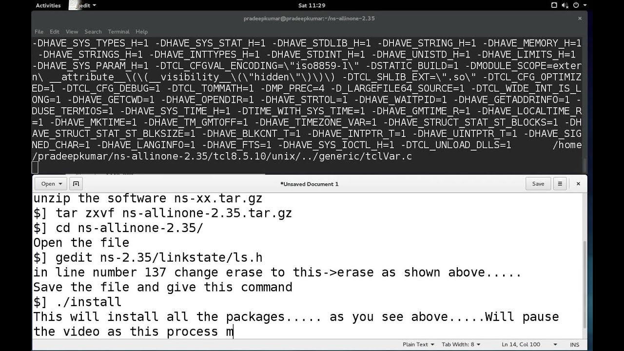 Ns-2.35 installation in Fedora 21
