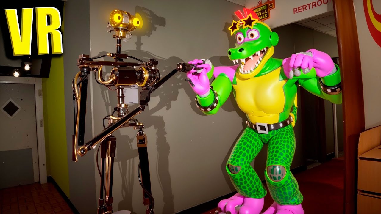 VR Гига Монти защищает охранника в новой пиццерии в Бонелаб FNAF COOP Bonelab Mod аниматроник Мимик
