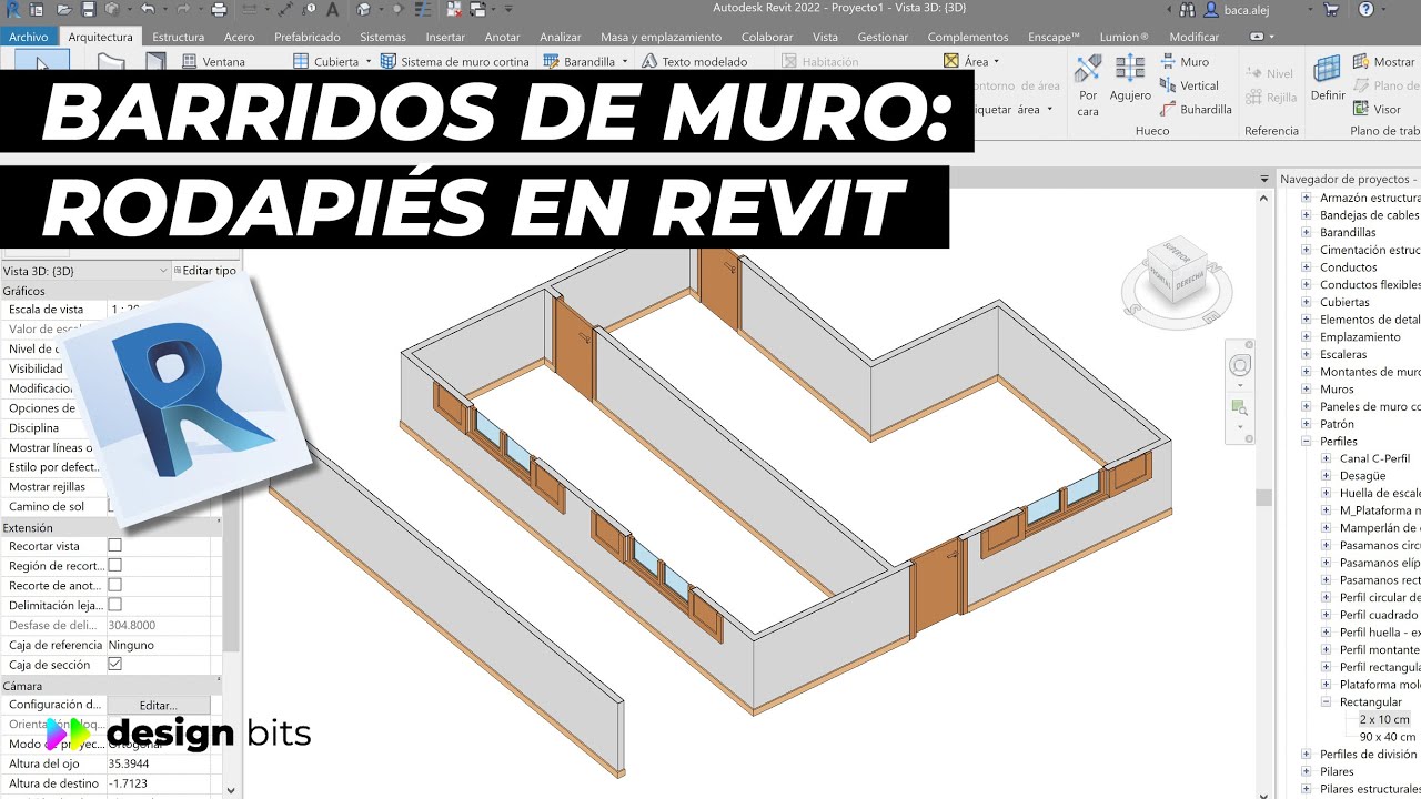 Rodapiés en REVIT: Rodapiés con la herramienta BARRIDOS DE MURO