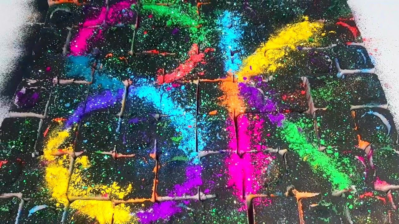 80 Gym Chalk Holipowder Bombs Crush//8K Celebration 🥳 #holipowder #gymchalkblocks #fullblockcrushes