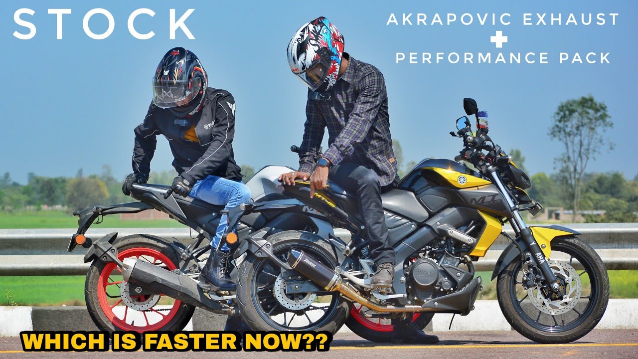 Yamaha MT-15 | Performance Pack Upgraded With Akrapovic Exhaust Vs Stock | Now Which Is Faster??