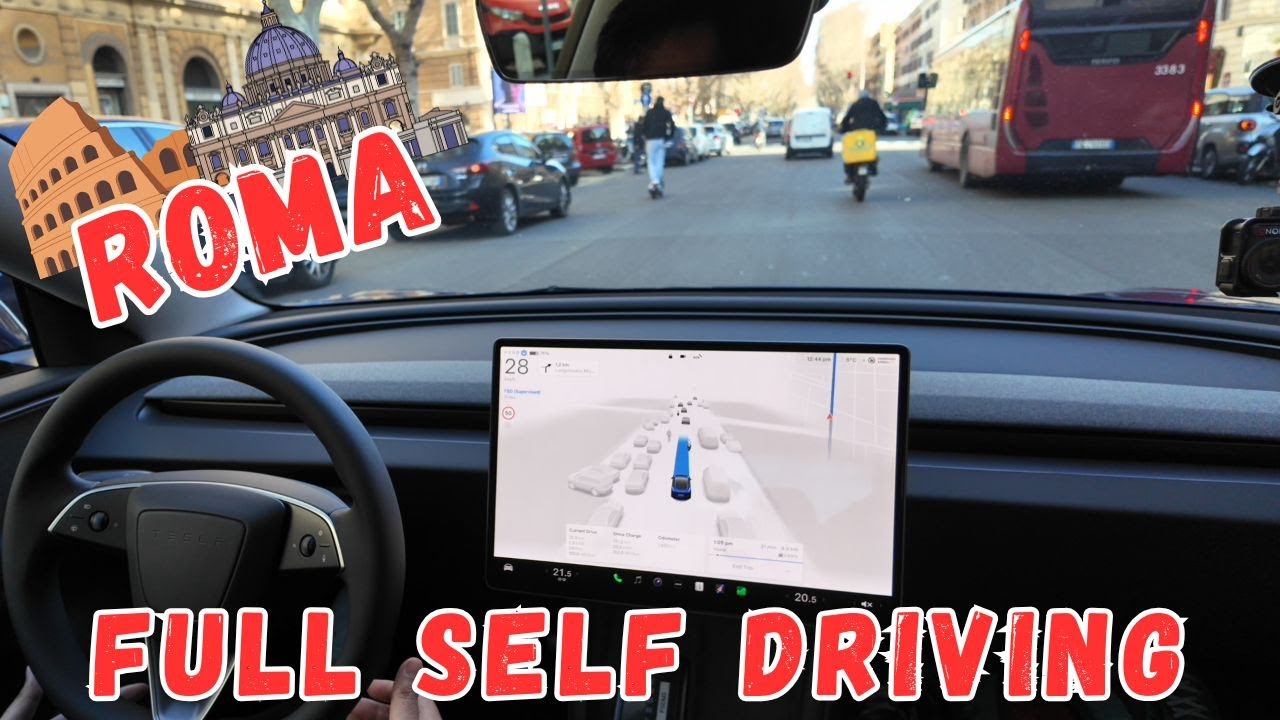 Tesla guida DA SOLA nel traffico di Roma! Proviamo il Full Self Driving
