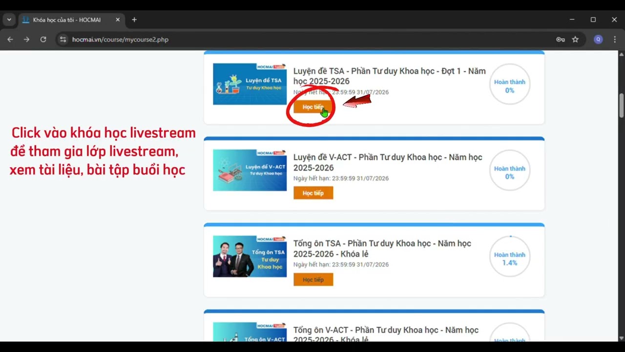 Hướng dẫn học lớp livestream Topuni tại HOCMAI