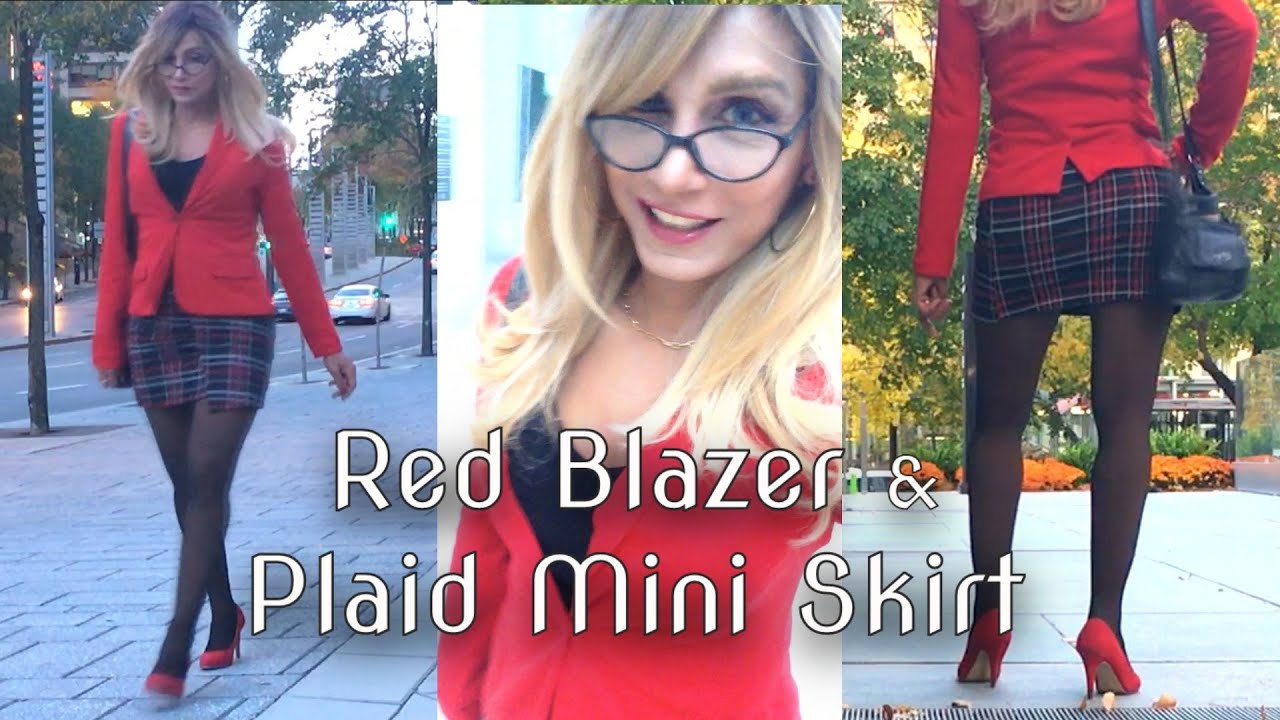 Sexy Secretary - Red Blazer & Plaid Mini Skirt