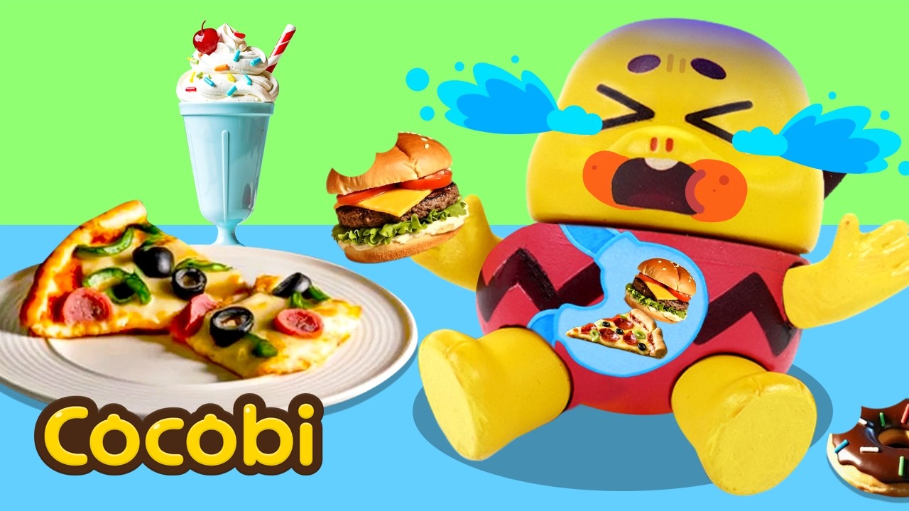 ¡Ayuda! Mi panza va a explotar!🍔😫 | Canciones Infantiles | Cocobi