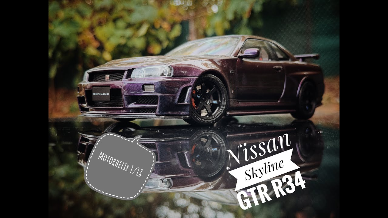 JDM Legend – Nissan Skyline GT-R R34 Midnight Purple | 1:18 Scale Model | Motorhelix
