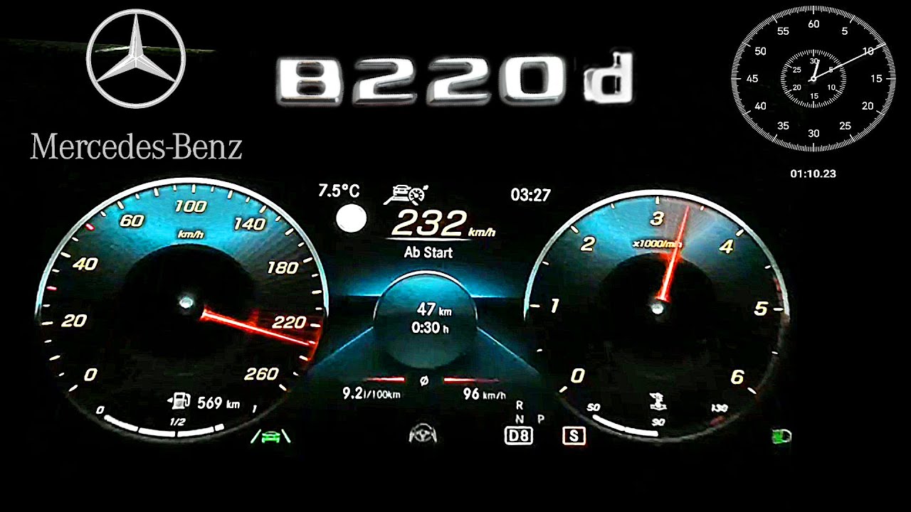 Mercedes B220d - Beschleunigung, Durchzug und Fahrleistungen
