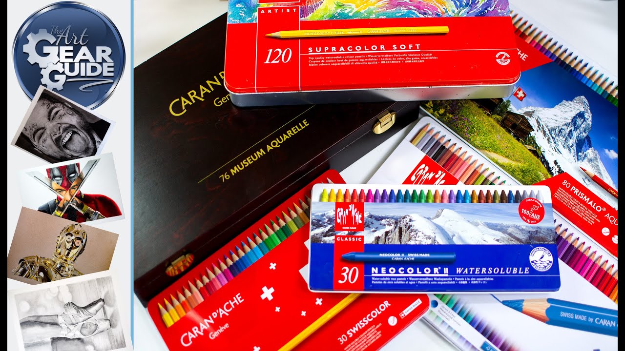 Caran d'Ache Fancolor, Swisscolor, Prismalo, Supracolor Soft, Neocolor & Museum Aquarelle Comparison