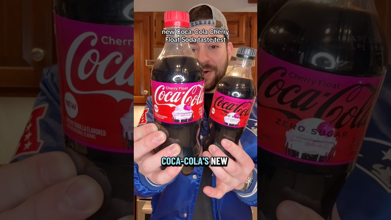 Taste testing Coca-Cola&rsquo;s new Cherry Float soda #soda #drink #cocacola #snacks