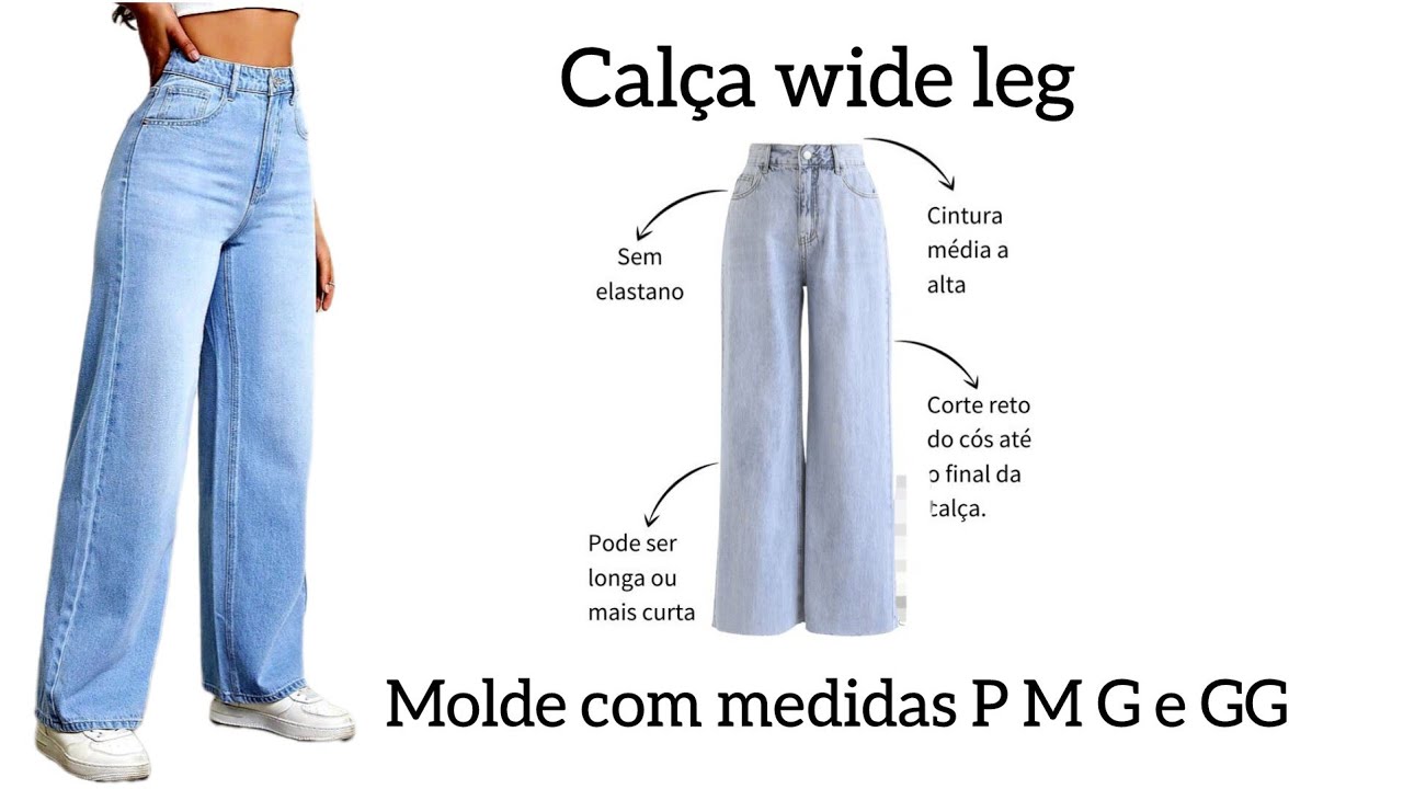 Como  fazer molde CAL&Ccedil;A Feminina WIDE LEG
