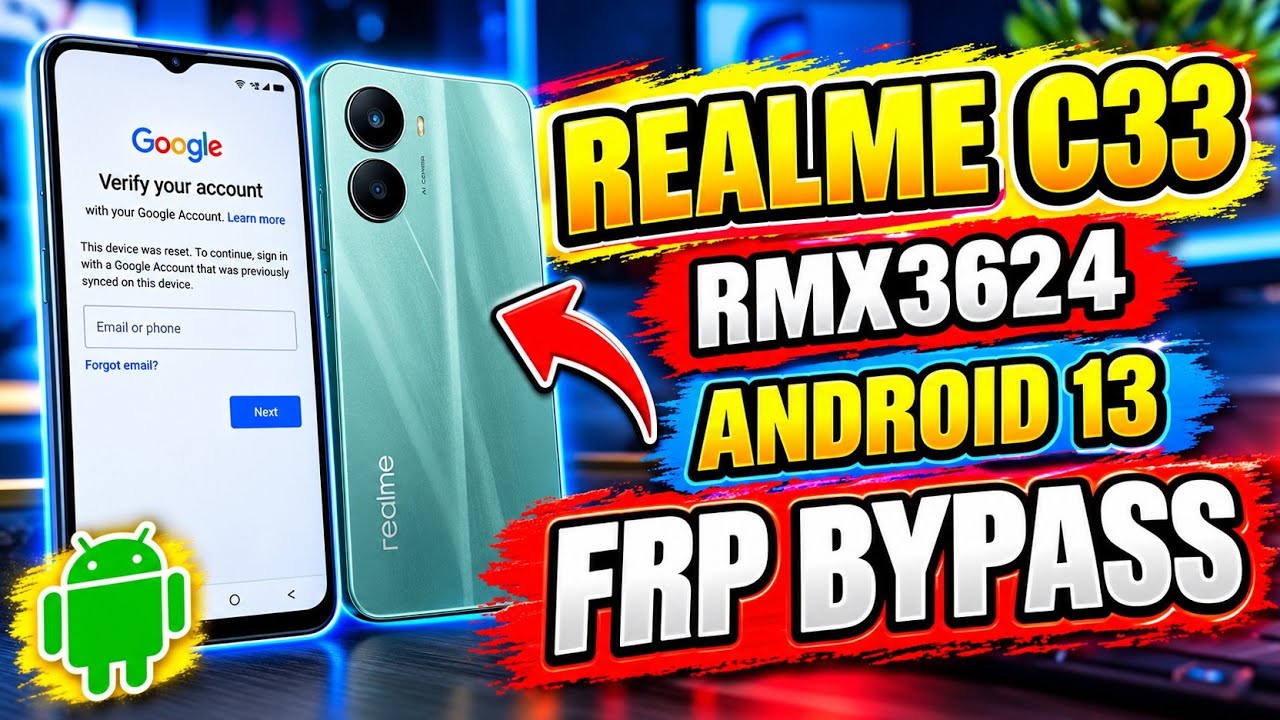 realme C33 (RMX3624) Android 13.Frp Bypass | Google Account Remove.
