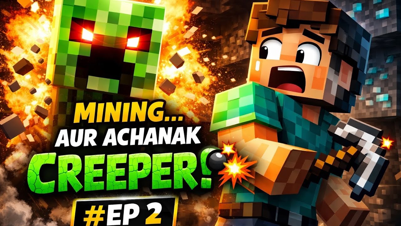 “Peacefully Mining… Aur Achanak Creeper BOOM! 💥 | Minecraft Rage”| ep2 #minecraft 