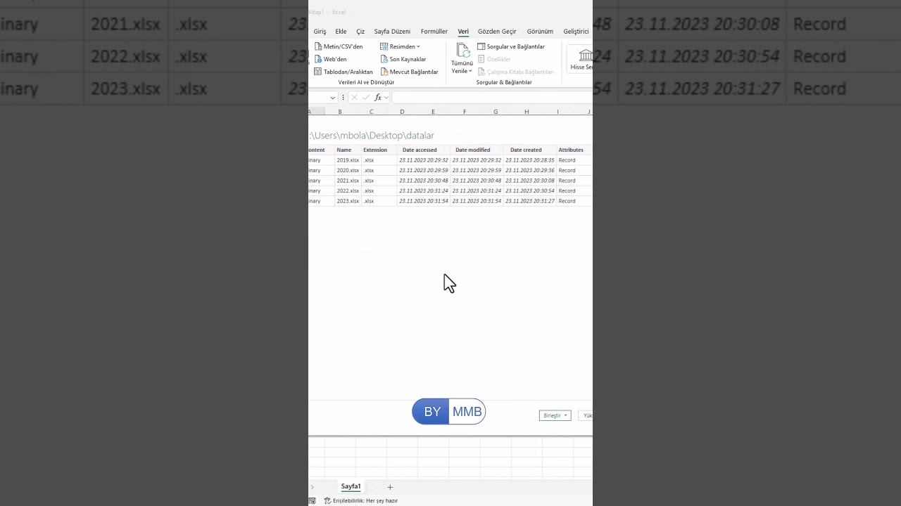 Excel Dosyalarını Birleştirme #shorts